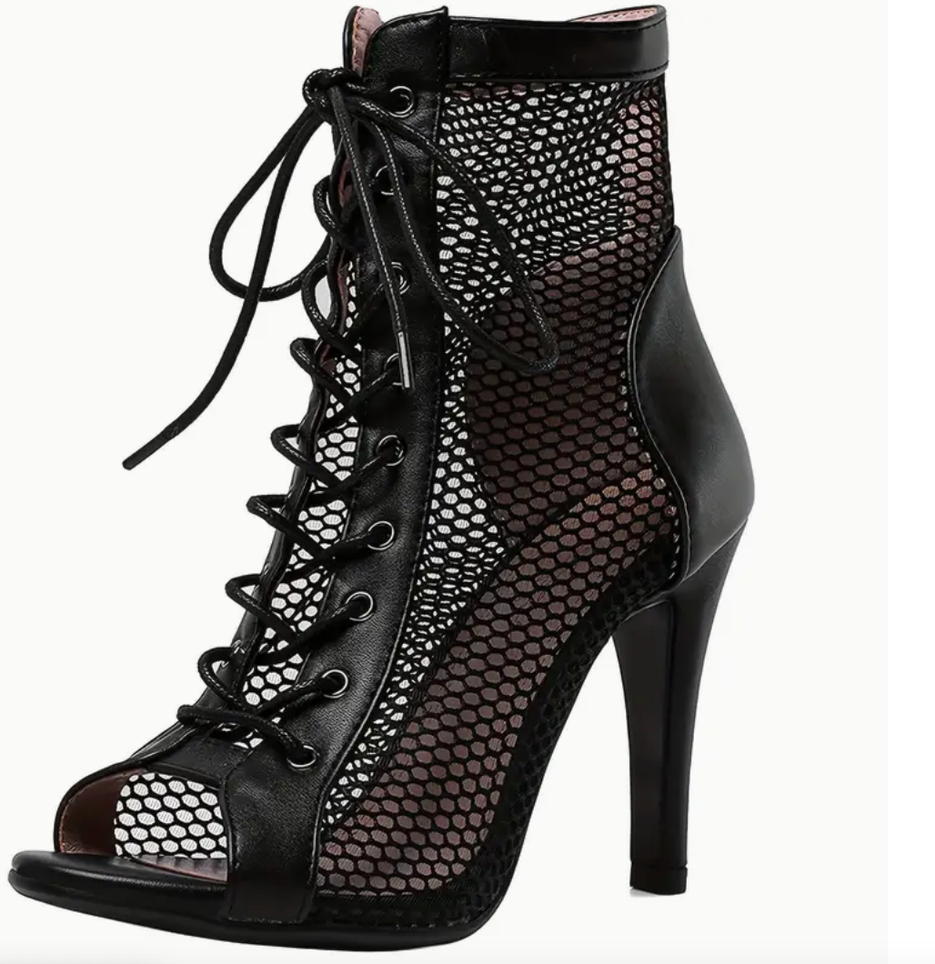 Fish Net Design Dance Heels